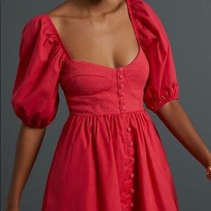 Anthropologie Maeve Puff- Sleeved Sweetheart Mini Dress Size Small New with Tag